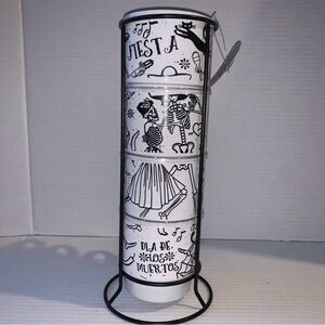Fiesta Dia de los Muertos Black and White Mug Set